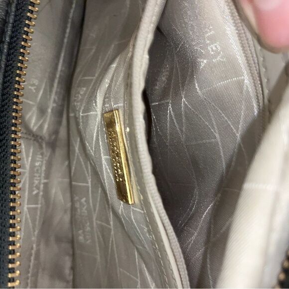 Badgley Mischka Black Leather Handbag with Gold Accents - Picture 8 of 11